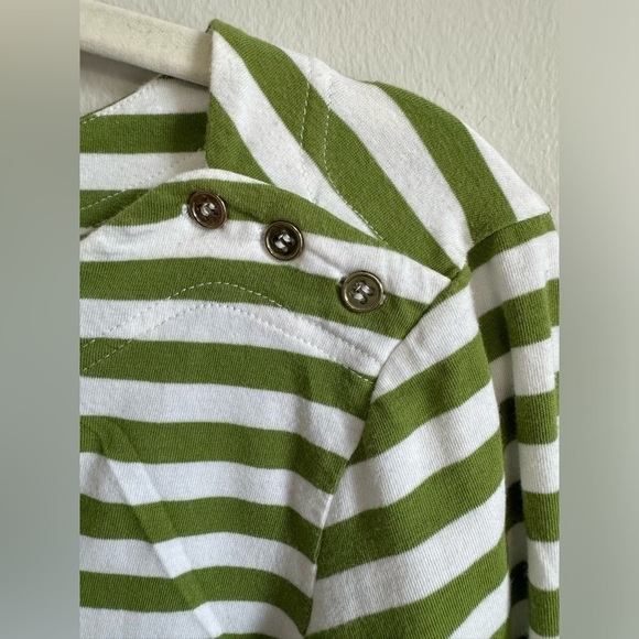 Chelsea & Theodore Women’s Green and White Striped 3/4 Sleeve Top Size L - Picture 4 of 6